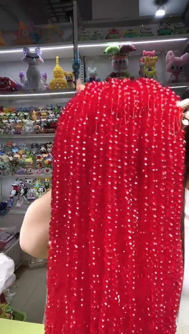 玻璃2127卡8水晶扁10条本色大红