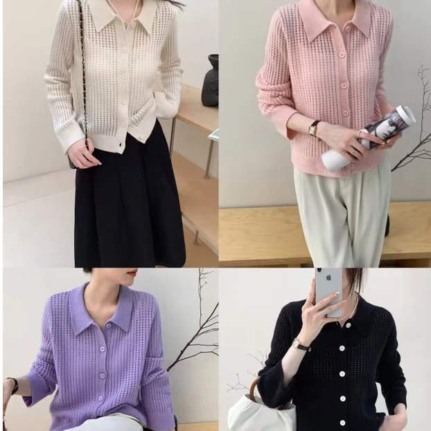 百搭高级镂空针织毛衣开衫 c9888