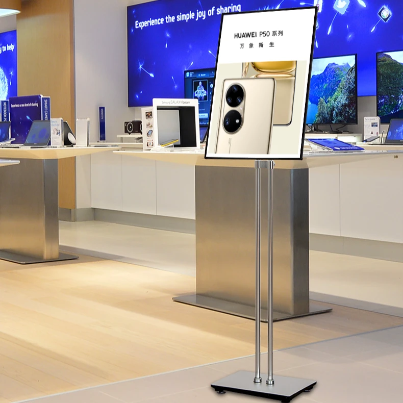 双杆落地式折叠落地式LED发光海报灯箱可移动展示广告牌可卡布