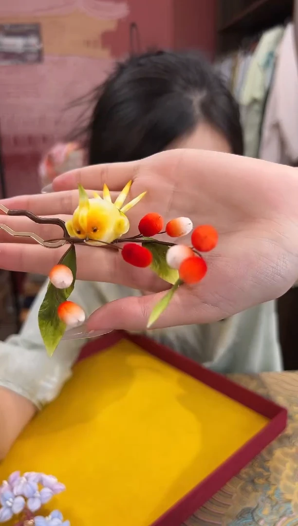 刺绣 非遗绒花（发饰）