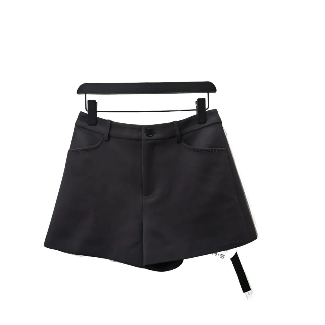 深圳南油小众设计师灰色毛边短裤