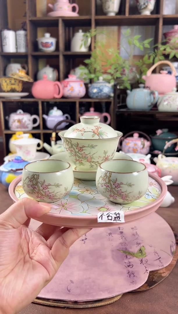 汝窑三才盖碗+2杯 孤品