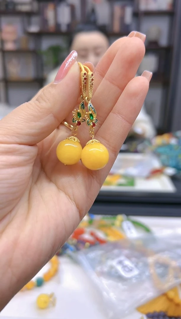 【闪购商品】翡翠耳饰14K金镶嵌耳坠E304