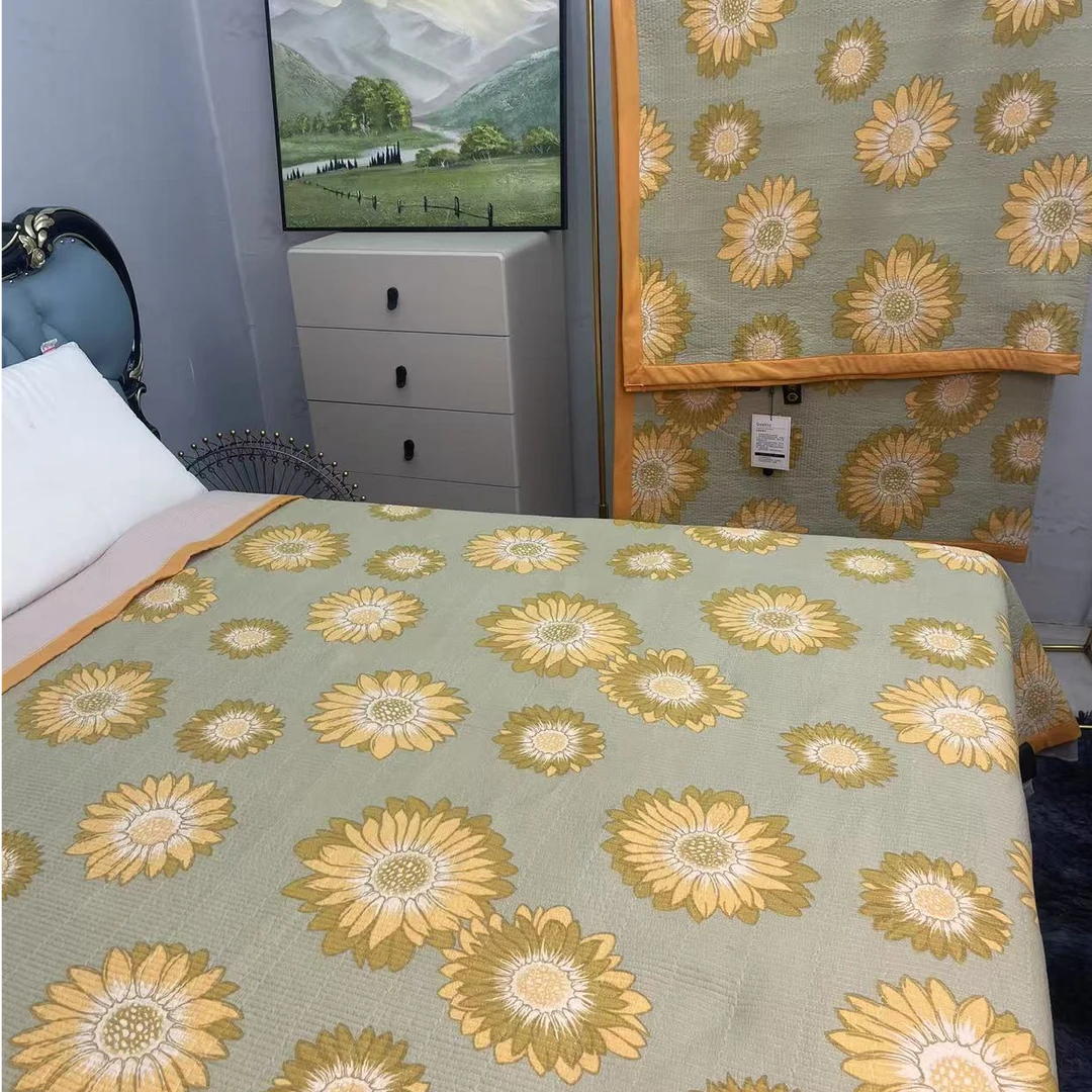 新香棉欣欣向荣双层纱盖毯