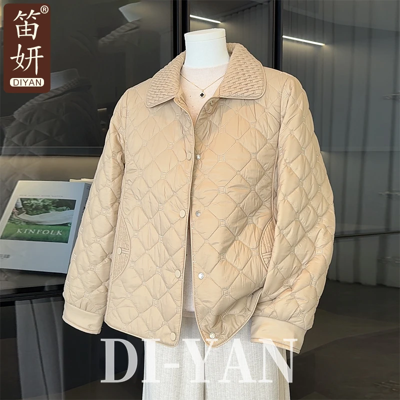 时尚洋气妈妈秋冬装翻领短款棉衣气质轻薄棉服外套中老年女装上衣