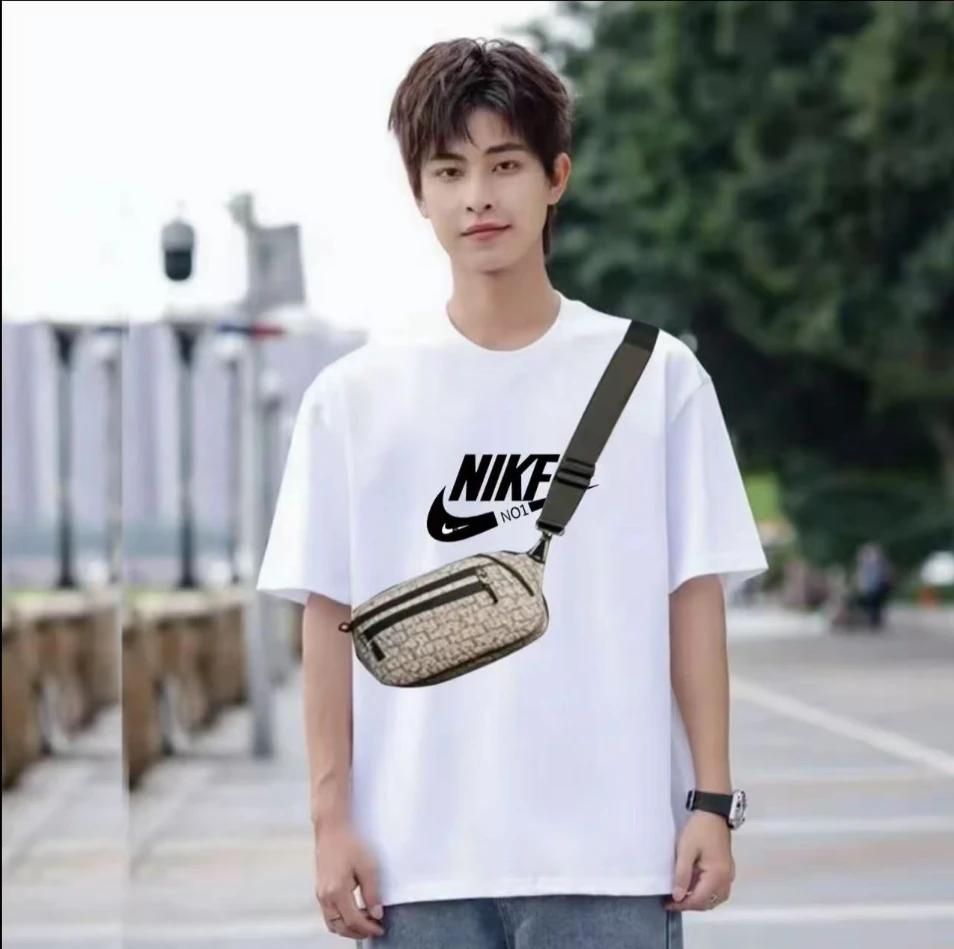 透气中性圆领宽松型休闲百搭情侣夏季运动T恤单肩时尚潮流-A27