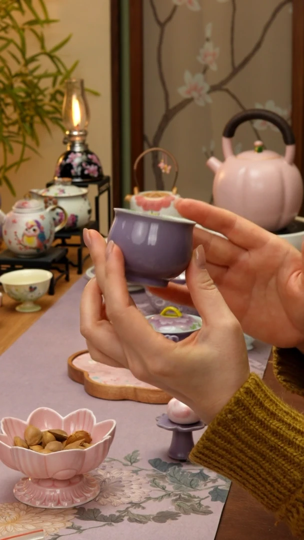 【闪购商品】【领丰茶具福力】紫色纳福杯