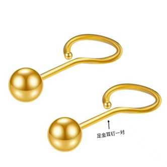 【老王黄金】足金999泡泡耳钉时尚百搭小众经典 假一赔四 C