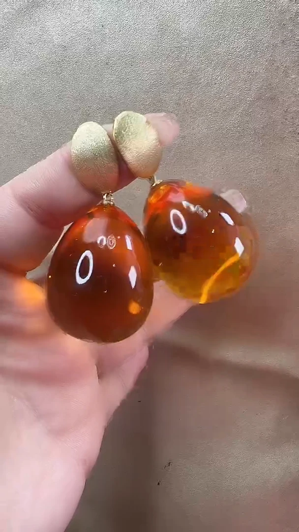 琥珀颈饰未镶嵌耳环