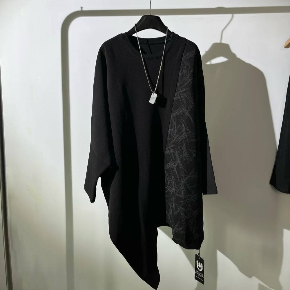 春秋设计款拼接明线宽松卫衣男女时尚痞帅套头外套潮-40050