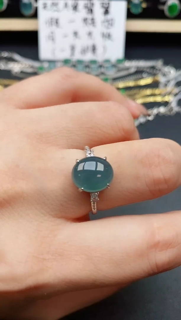 翡翠戒指银S925镶嵌5085