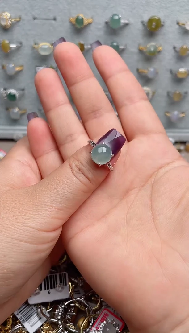 翡翠戒指银S925镶嵌.