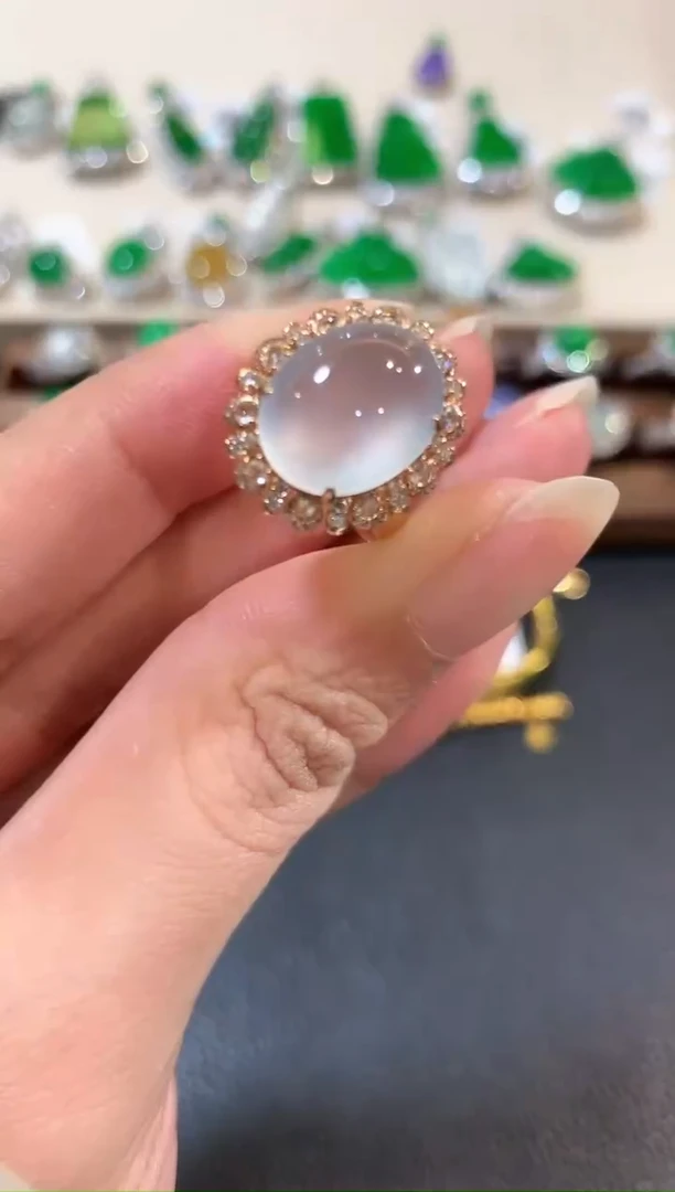 翡翠戒指18K金镶嵌c212