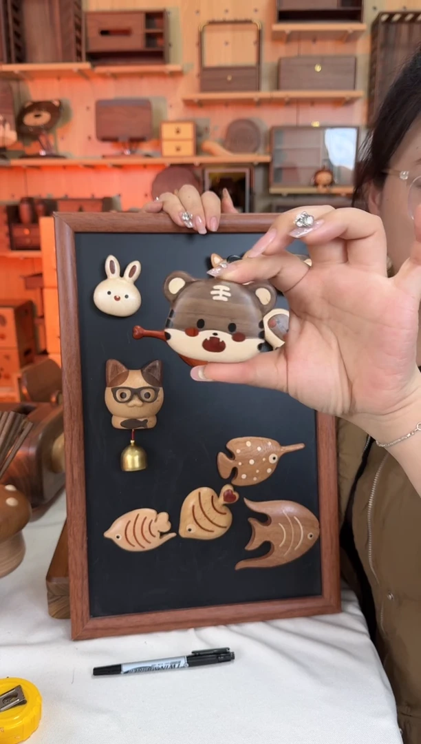 木北美黑胡桃小老虎冰箱贴