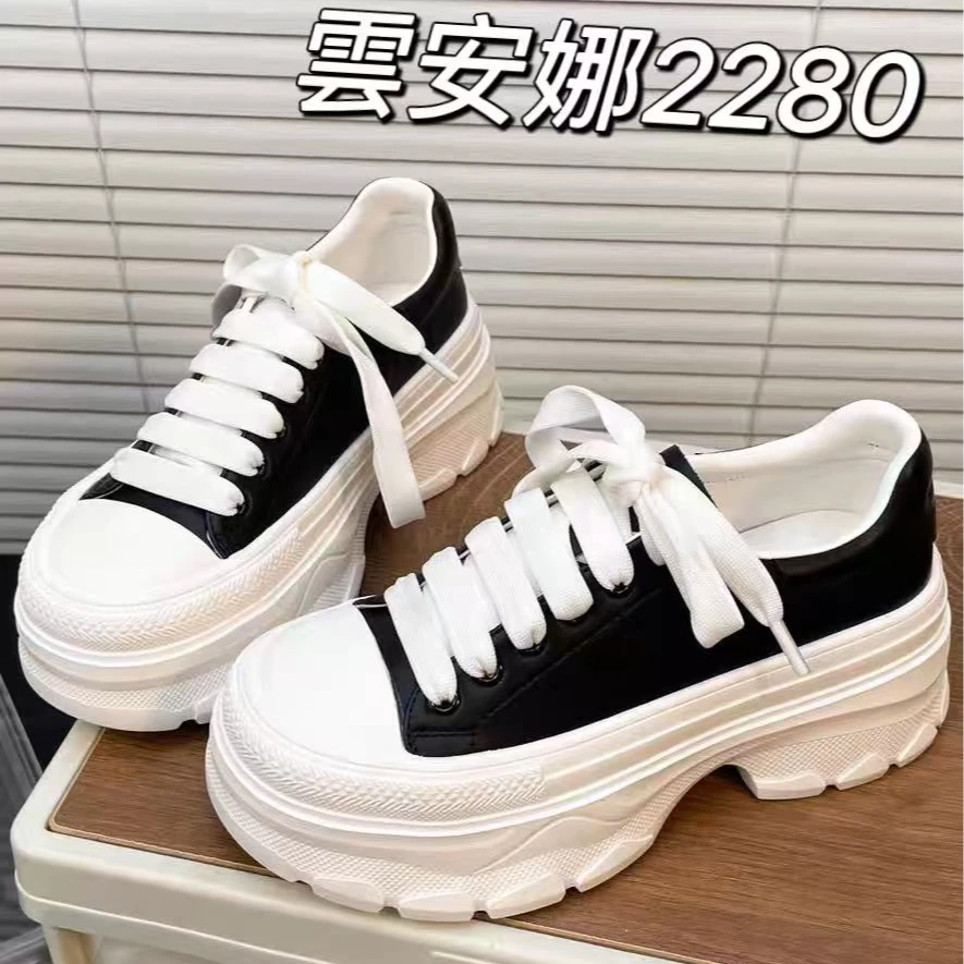 YUNANNA/雲安娜2025春季真皮百搭厚底时尚系带运动低帮休闲鞋2280