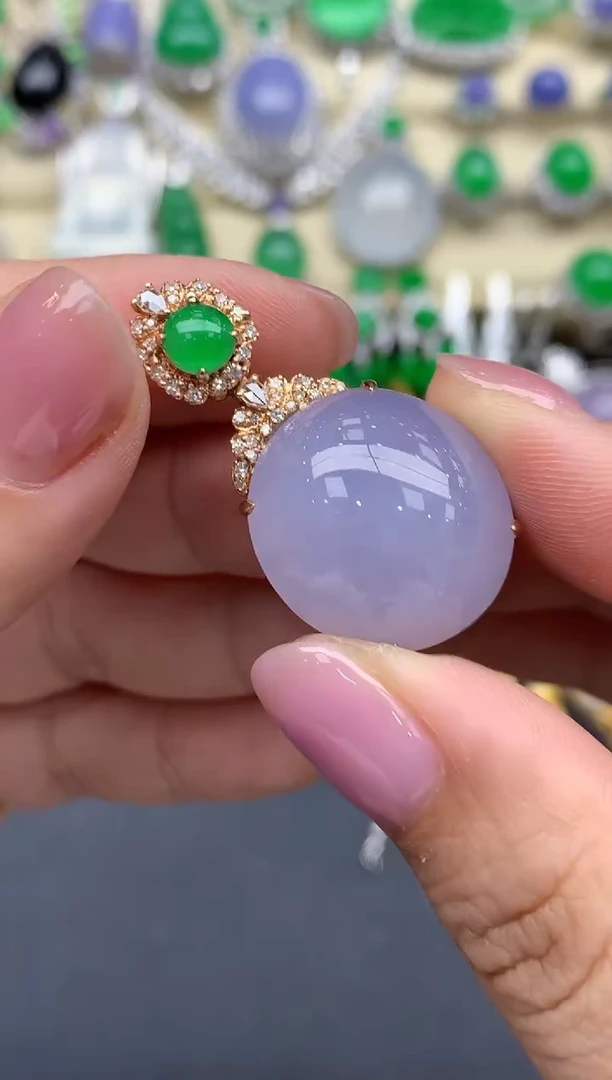 翡翠18K金镶嵌颈饰593-中国好珍宝