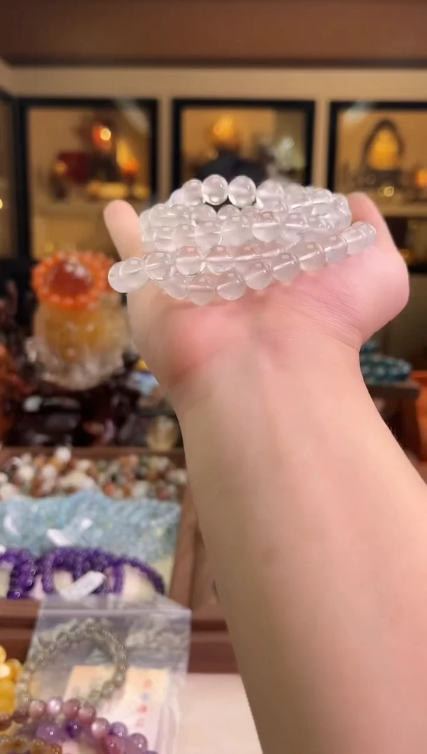 未镶嵌手链水晶10mm+雾霾蓝净体兔毛（多样性发一）