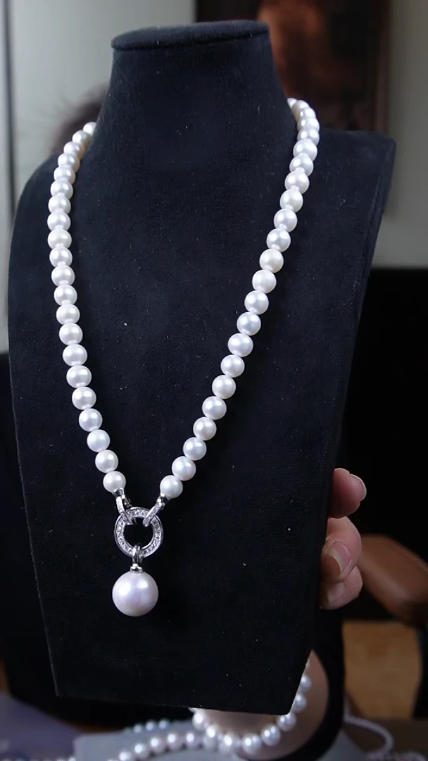 颈饰银S925镶嵌淡水珍珠一套