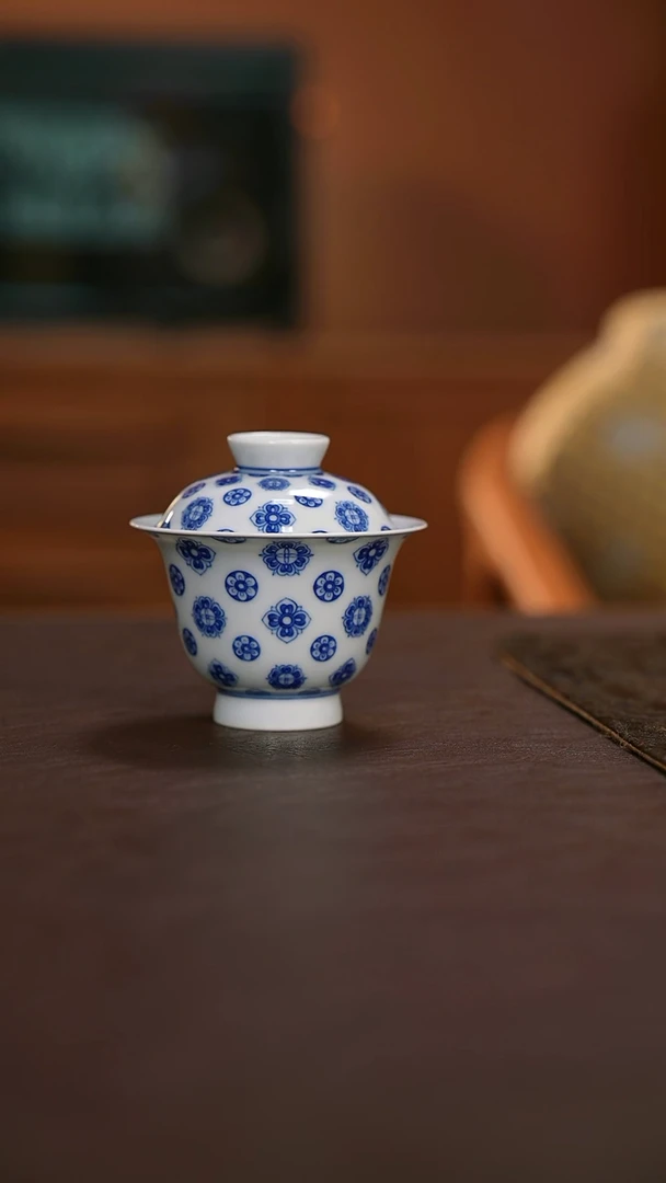 觉山隐窑大唐玉盘宝相纹玉兰盖碗