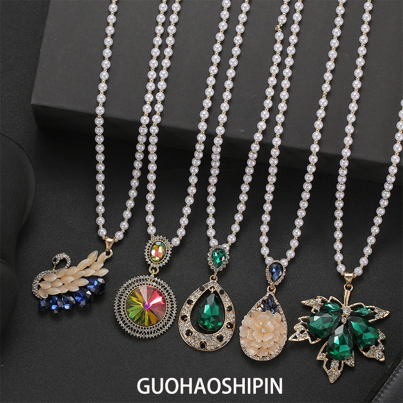 铜合金吊坠 百搭时尚花朵毛衣链秋冬配饰长款项链女高级感吊坠