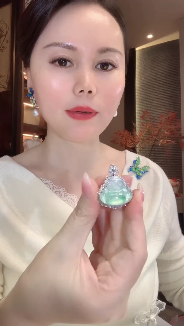吊坠(不含链)18K金镶嵌翡翠A150