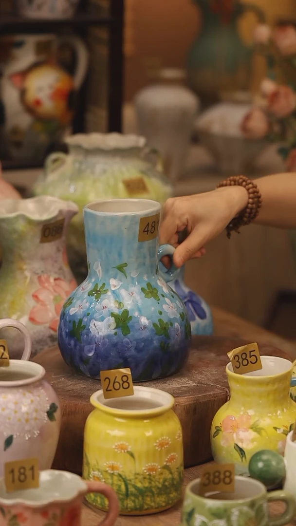 陶瓷481景德镇设计师手作花器摆件侘寂风