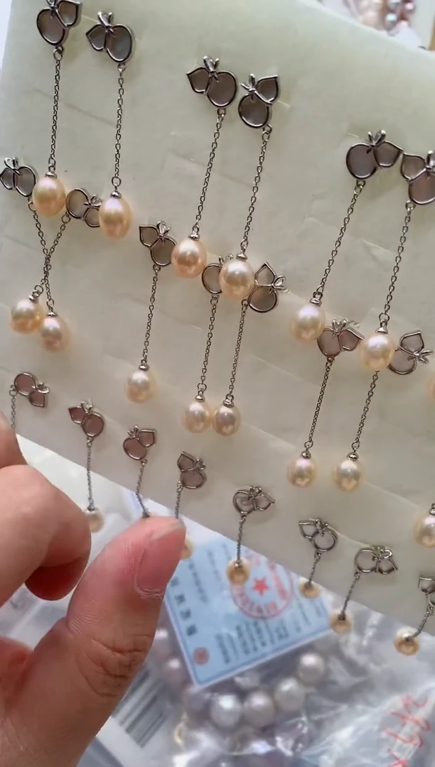 银S925镶嵌淡水珍珠耳饰多样性发其一，非无暇