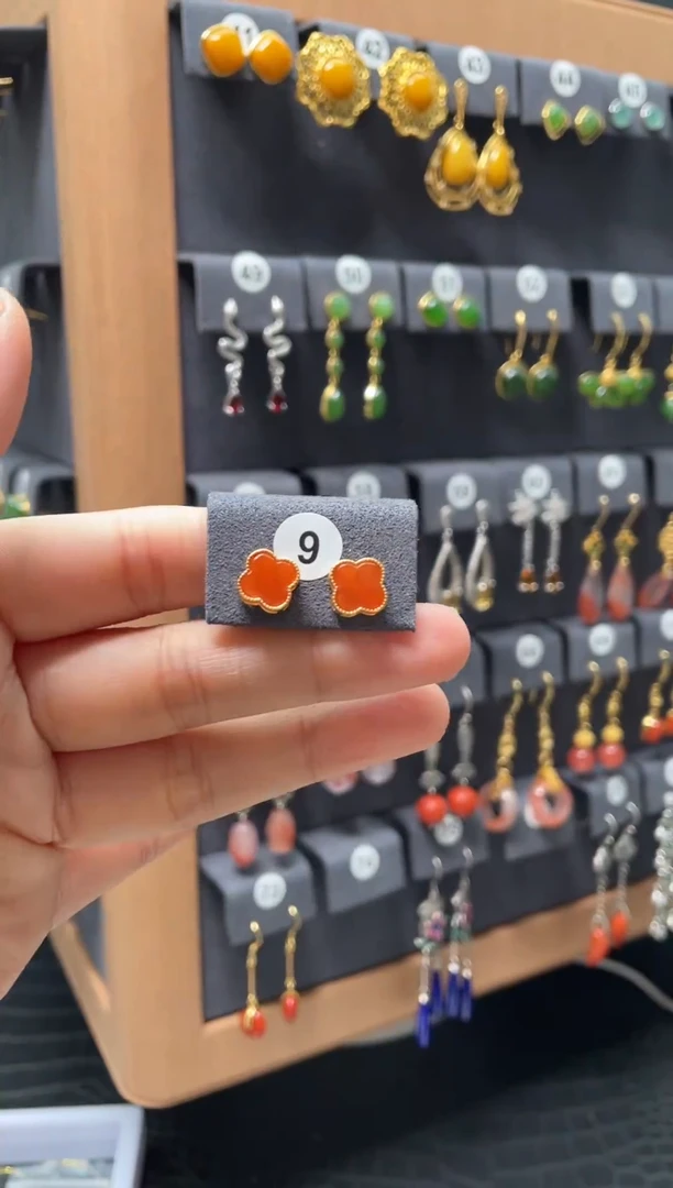 【闪购商品】南红玛瑙耳饰银S925镶嵌009