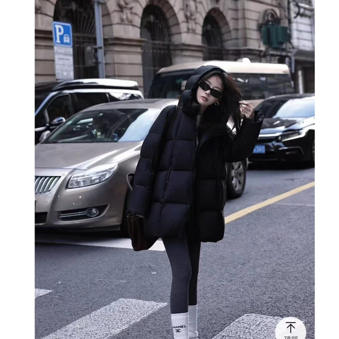 超轻无胆90%白鸭绒面包服外套连帽中长款泡芙龟背羽绒服加厚
