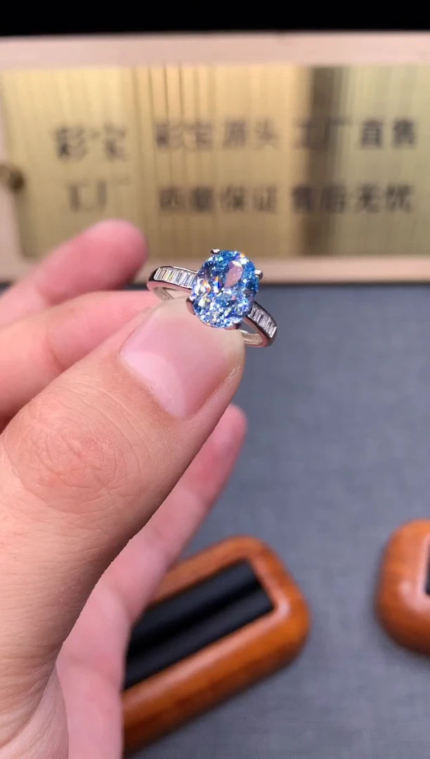 海蓝宝石戒指银S925镶嵌4532