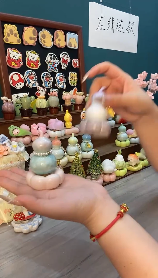 摆件陶粉色葫芦景德镇陶瓷摆件1个装