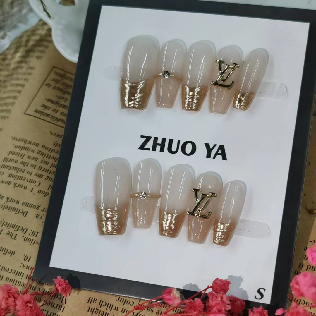 【全疆包邮049】高级纯欲纯手工穿戴甲ins风穿戴式可爱中长款