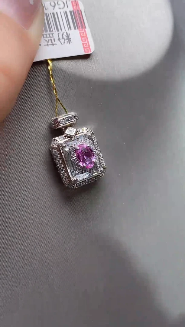 蓝宝石颈饰银S925镶嵌吊坠