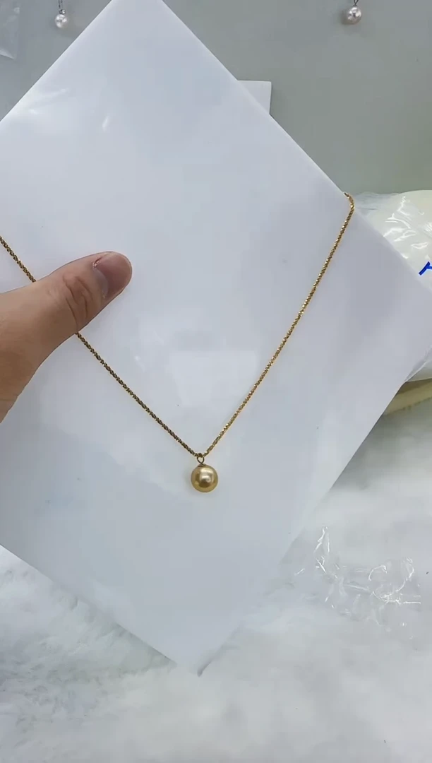 18K金镶嵌海水珍珠DA海水金珠吊坠10-11 ss175