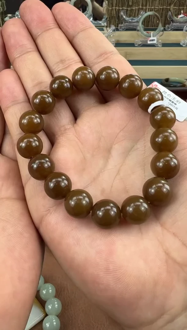 未镶嵌手链和田玉龍*且末金山糖手串卡12