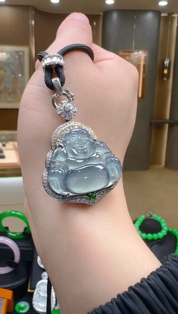 吊坠(不含链)银S925镶嵌翡翠天然A货翡翠多样性发一