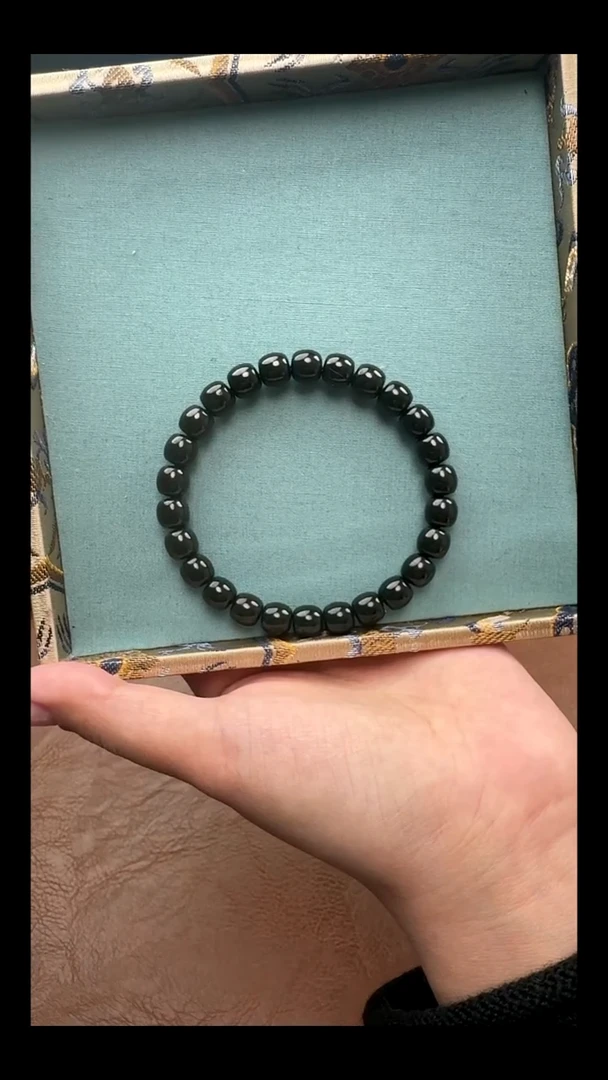 未镶嵌手链和田玉（青玉）和田玉黑青卡8