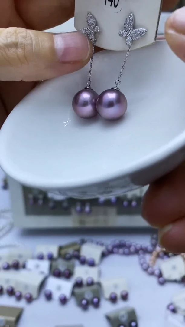 银S925镶嵌淡水珍珠耳饰146