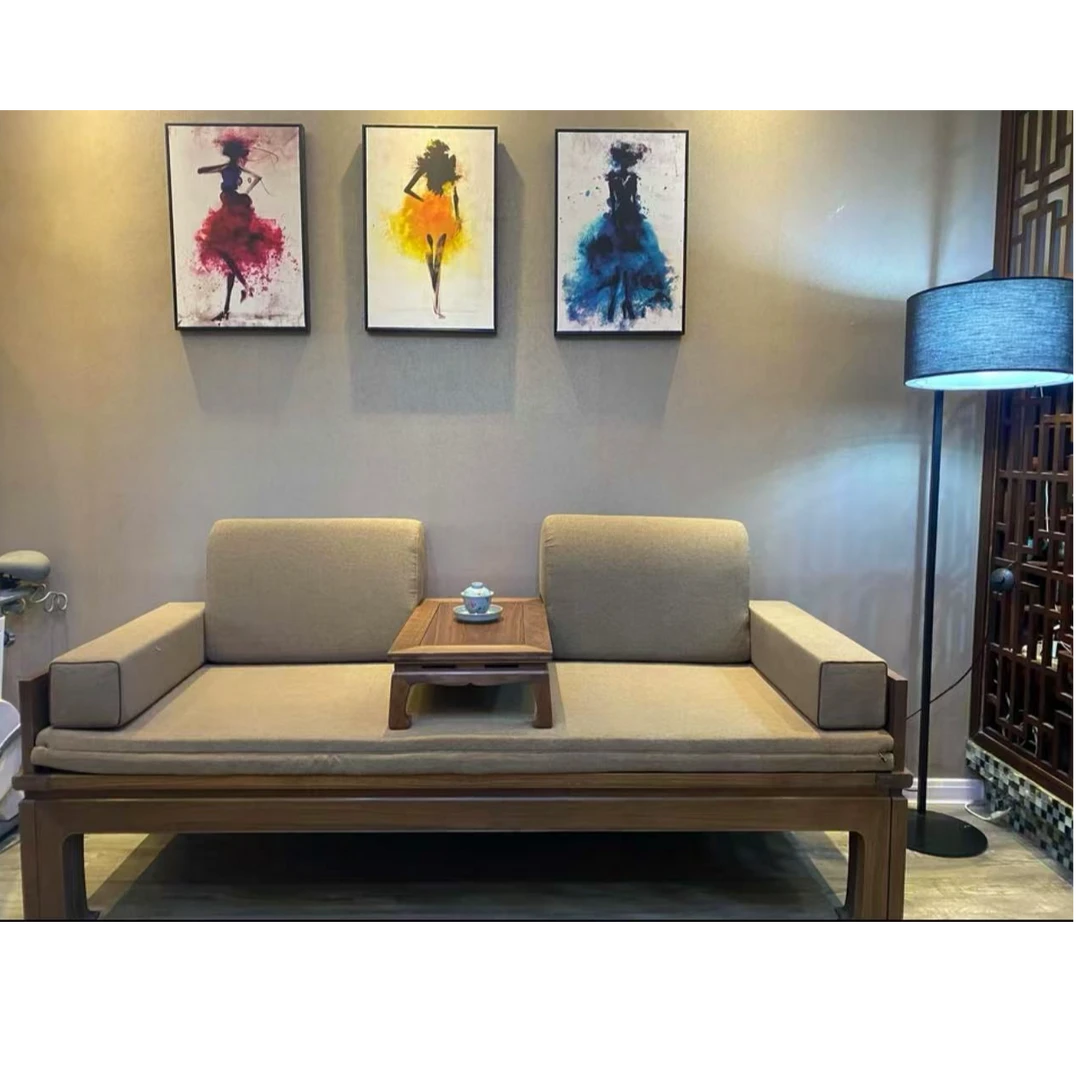 【天百芙】北美黑胡桃实木推拉罗汉床新中式罗汉榻