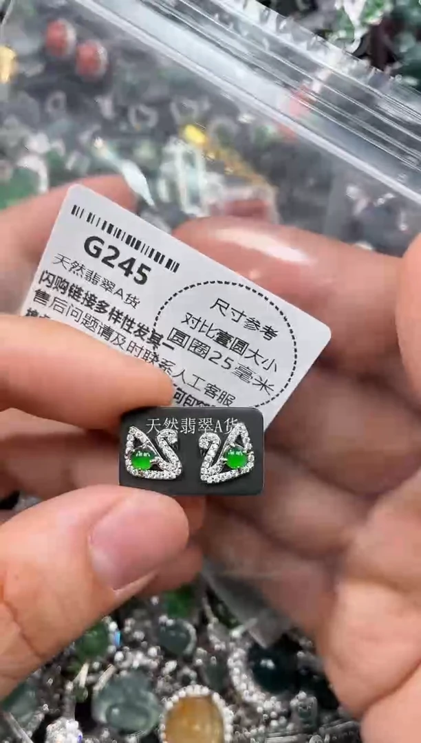 颈饰未镶嵌翡翠G245耳钉