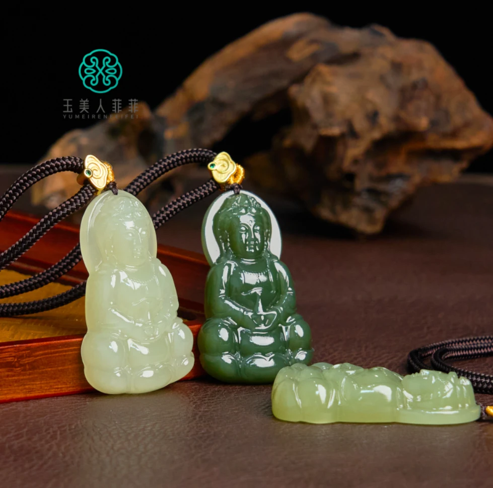 菲菲珠宝好*和田玉观音约55*33mm吊坠~多样性发一