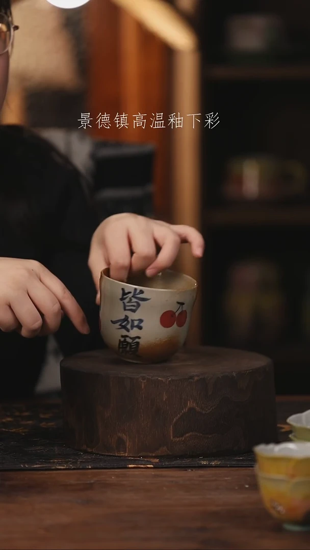 陶瓷景德镇高温釉下手绘陶瓷@L628@