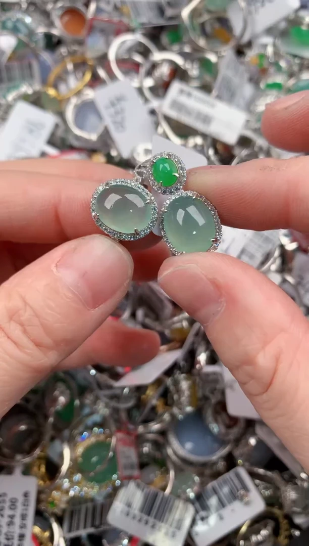 银S925镶嵌戒指翡翠222   2