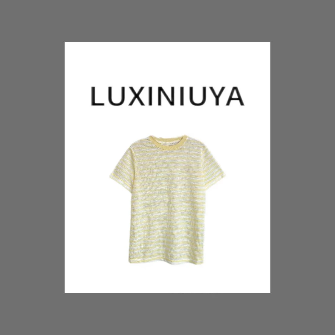 【LUXINIUYA】夏季新款百搭条纹设计感宽松T恤#CX3134