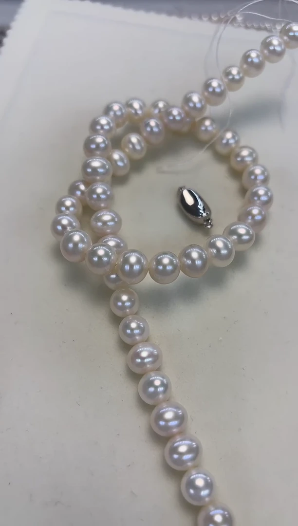 颈饰银S925镶嵌淡水珍珠9-10MM无核