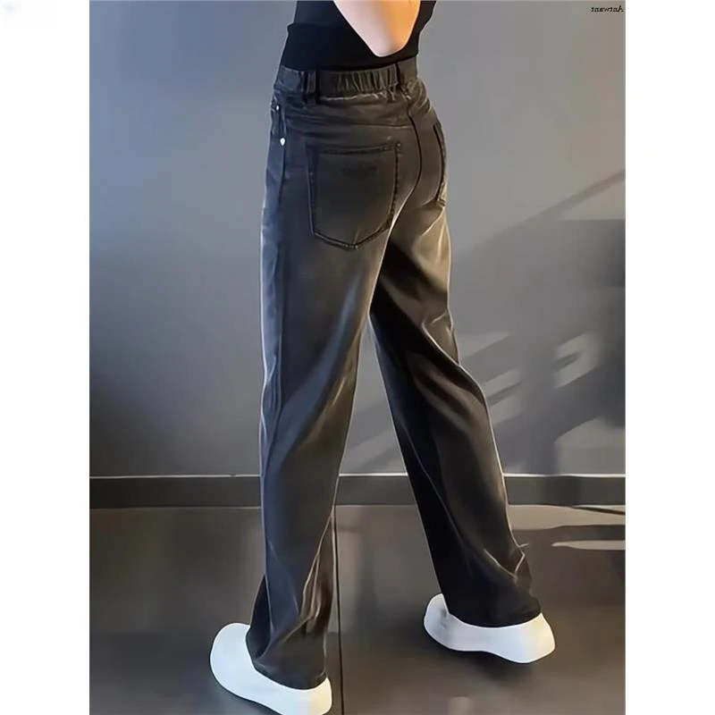 男款春夏阔腿子直筒潮牌新款大码男装轻奢拖地2025牛仔裤男士