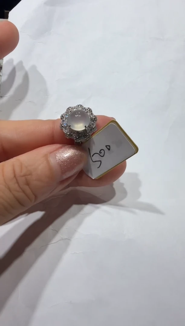 银S925镶嵌戒指翡翠925银镶缅甸A货翡翠戒指