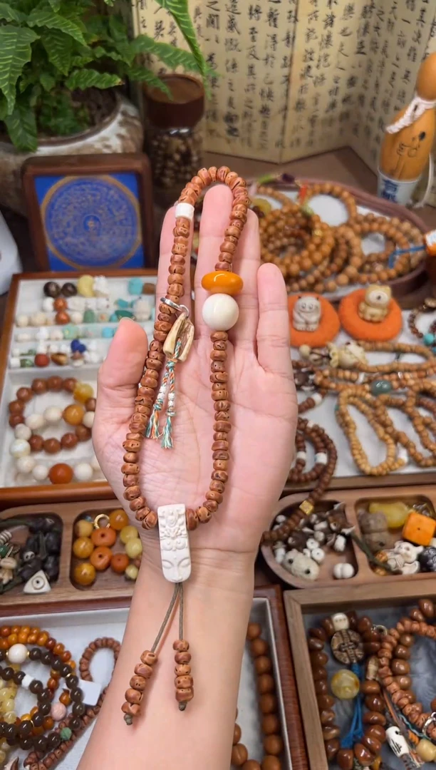 手串桃核寒露蜜双圈手持 原创设计