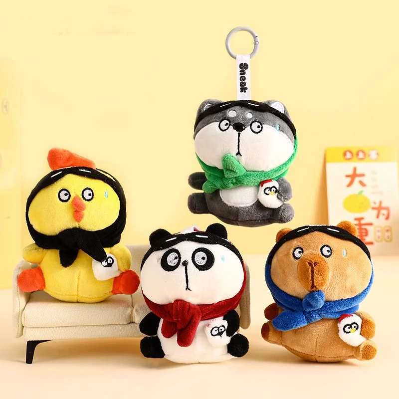 MAKABAKA偷鸡摸狗卡皮巴拉毛绒公仔车钥匙扣稀奇古怪情侣书包挂件