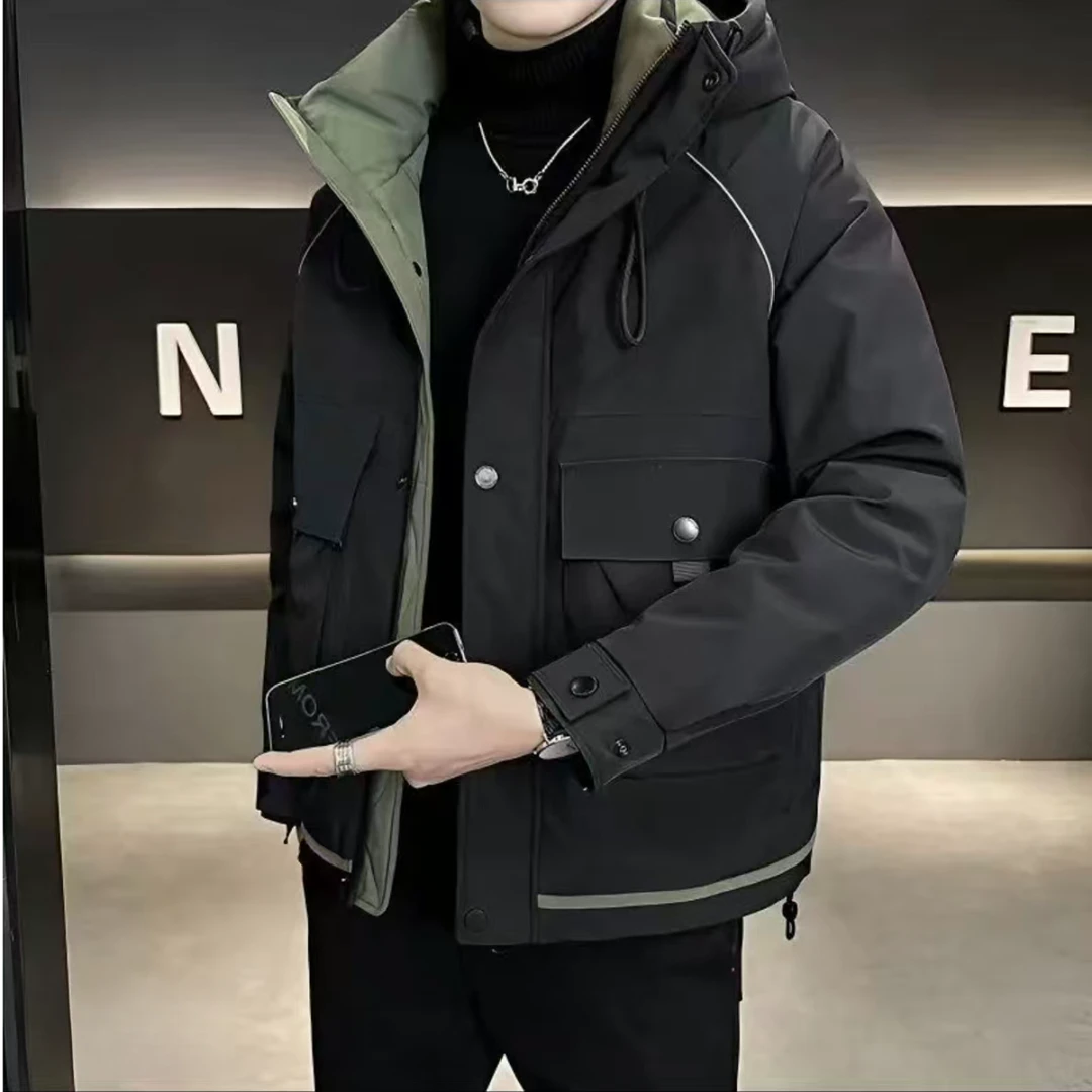 【新款推荐】男款潮流连帽款 秋冬休闲羽服 保暖加厚时尚外套 1229